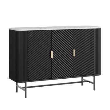 Dressoir Olvehok 110x40x77 cm marmerlook wit en zwart [en.ca, Verzenden, Nieuw