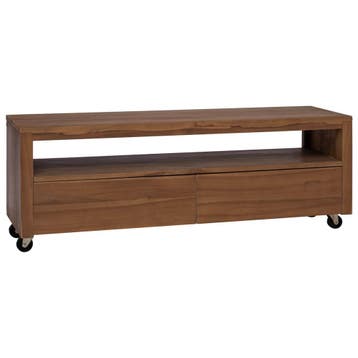 vidaXL Tv-meubel 110 x 30 x 40 cm Naturel Massief Teakhout, Minder dan 50 cm, Verzenden, Teakhout, Nieuw