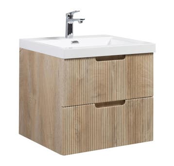 Badkamermeubel Set Thermis 60cm Licht Eiken Badmeubel, Huis en Inrichting, Badkamer | Badkamermeubels, Verzenden, Nieuw, Wastafelkast