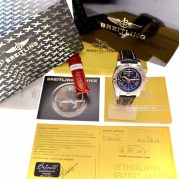 Breitling Chronomat B01 44mm CB011012/B968; Goud/Stalen H..., Overige merken, Leer, Ophalen of Verzenden, Zo goed als nieuw