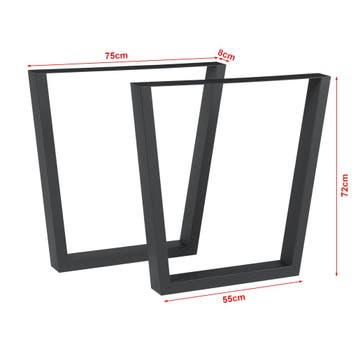 Stalen onderstel Lalling set van 2 tafelpoot 72x55/75 cm zwa, Verzenden, Nieuw