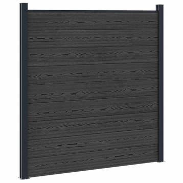 vidaXL Hekpaneel WPC en Aluminium Zwart, Verzenden, Nieuw