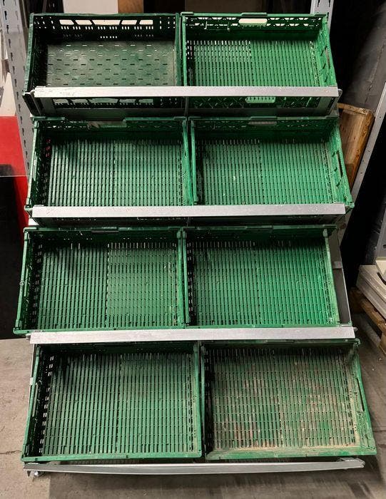 Groente stelling met 4 etages, B125 x D120 x H163cm, Zakelijke goederen, Kantoor en Winkelinrichting | Winkel en Inventaris