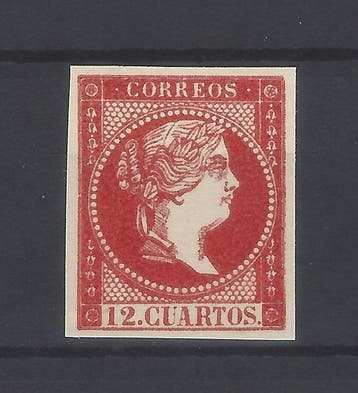 Spanje 1855 - Niet uitgegeven: Isabel II - kleurverandering, Gestempeld