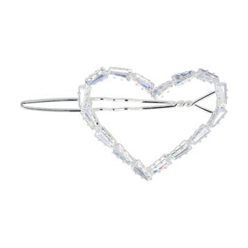 Haarspeld Haarclip 4cm - Hartje Facet Steentjes - Zilver, Nieuw