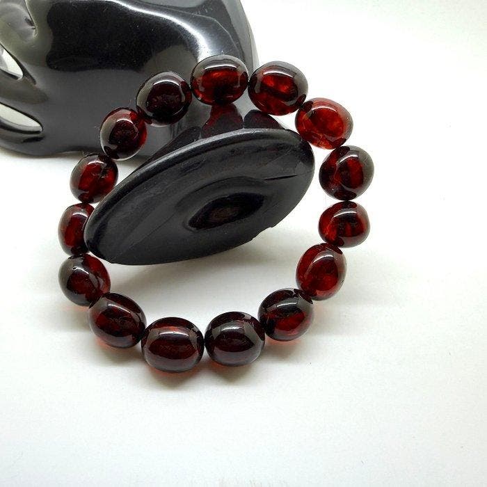 Armband met grote Baltische barnsteen kralen, 22,4 gram, in, Antiek en Kunst, Curiosa en Brocante
