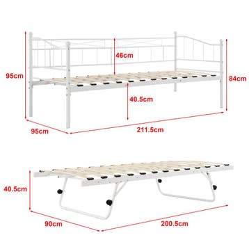Slaapbank met onderschuifbed Skutskär 90x200 cm wit, Verzenden, Nieuw