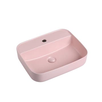 Wastafel Alice 50x40x14cm mat roze met 1 kraangat inclusief, Doe-het-zelf en Verbouw, Sanitair, Verzenden, Nieuw