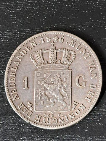 Nederland. Willem II. 1 Gulden 1846 Lelie Prima- (Zonder