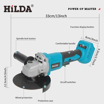 Krachtige HILDA 21V Brushless Haakse Slijper - Snoerloos Pol, Verzenden, Nieuw