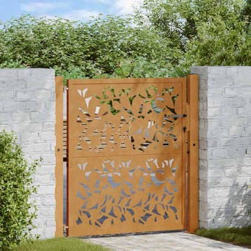 vidaXL Poort met bladontwerp 100x100 cm weervast staal, Verzenden, Nieuw