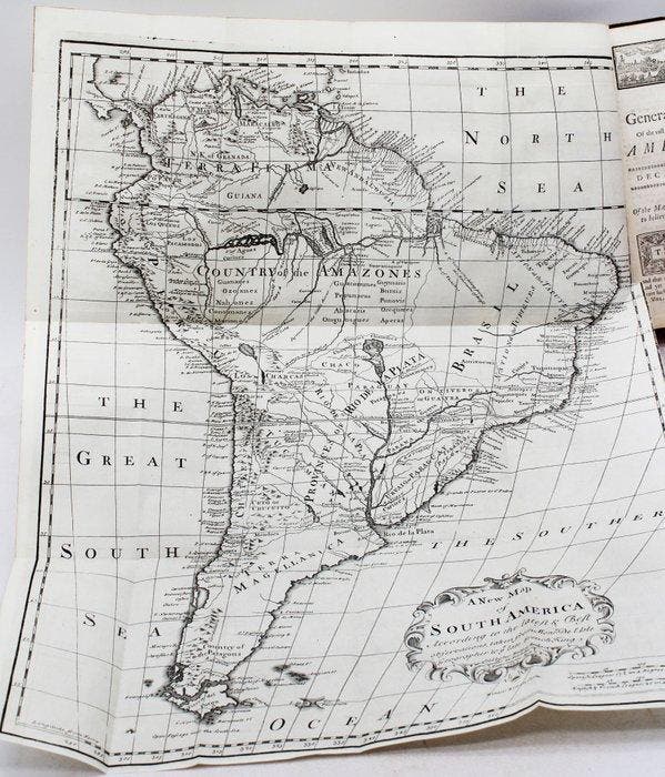 Herrera - Continent and Islands of America - 1725, Antiek en Kunst, Antiek | Boeken en Bijbels