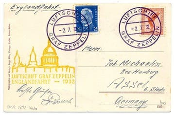 Duitse Rijk 1932 - Zeppelin-post Englandfahrt -, Gestempeld