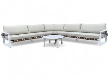 Loungeset / Hoekset Molvena | Aluminium Frame Wit, Ophalen of Verzenden, Nieuw, 7 zitplaatsen