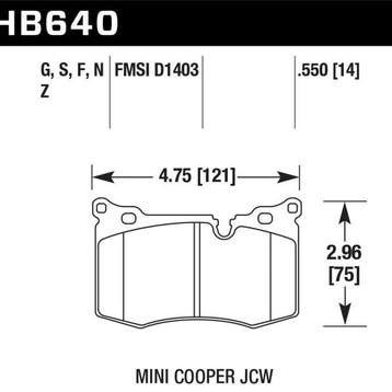 Hawk 09-10 Mini Cooper HP+ Autocross Front Brake Pads, Ophalen of Verzenden