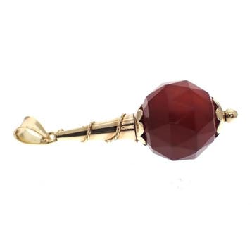 Gouden vintage kegel hanger met carneool (Hanger of bedel), Ophalen of Verzenden, Gebruikt, Goud, Overige merken