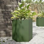 vidaXL Plantenbak zeshoek 46x40x45 cm staal olijfgroen, Tuin en Terras, Bloembakken en Plantenbakken, Verzenden, Nieuw, Metaal