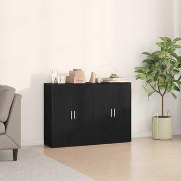 vidaXL Dressoir 2 st Zwart Eiken 60 x 31 x 84 cm Bewerkt, Huis en Inrichting, Kasten | Dressoirs, Verzenden, Nieuw, Overige houtsoorten