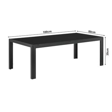 Glazen tuintafel klein metalen frame 35x100x50 cm zwart, Tuin en Terras, Verzenden, Nieuw