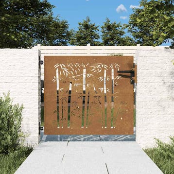 vidaXL Poort 85x75 cm bamboe-ontwerp cortenstaal, Tuin en Terras, Tuinpoorten, Verzenden, Nieuw