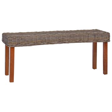 vidaXL Bankje 110 cm natuurlijk kubu rattan en massief, Verzenden, Nieuw