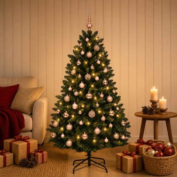 vidaXL Kunstkerstboom donkergroen met kerstballen 150 cm 150, Verzenden, Nieuw