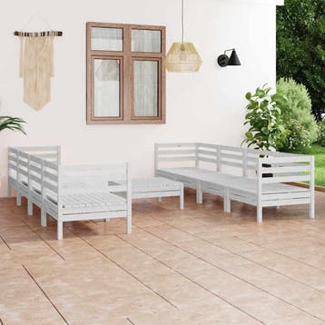 vidaXL 9-delige Loungeset massief grenenhout wit, Verzenden, Nieuw, Loungeset