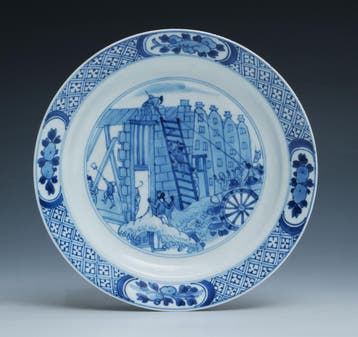 Een blauw-wit bord met het Rotterdamse oproer, Antiek en Kunst, Ophalen