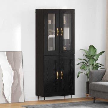 vidaXL buffetkast 2 st Zwart Eiken 69,5 x 34 x 180 cm, Minder dan 50 cm, Verzenden, Nieuw, Minder dan 100 cm