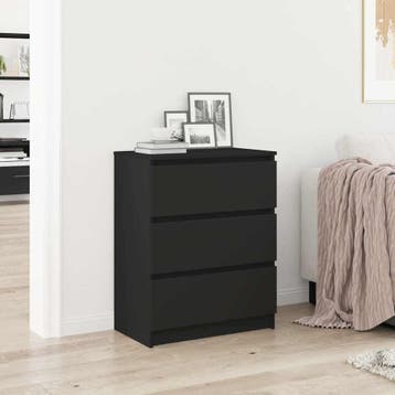 vidaXL Dressoir 60x35x76 cm bewerkt hout zwart, Verzenden, Nieuw, Overige houtsoorten, Minder dan 50 cm