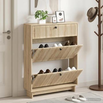 vidaXL Schoenenkast EDE 78 x 24 x 103 cm Bewerkt hout Sonoma, Verzenden, Nieuw