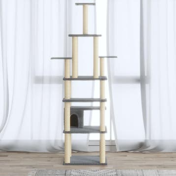 vidaXL Kattenkrabpaal met sisal krabpalen 183 cm lichtgrijs, Dieren en Toebehoren, Katten-accessoires, Verzenden, Nieuw