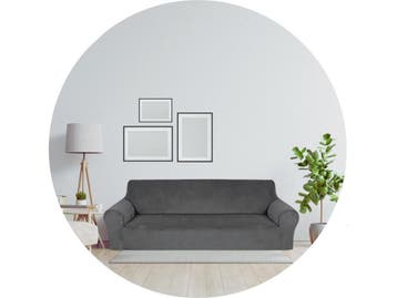 Hilvard - Bankhoes 4 zitsbanken - Stretch - Velvet - Grijs -, Verzenden, Nieuw