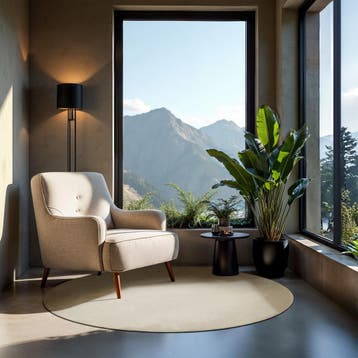 Kortpolig vloerkleed Soft Zone - Ø 120 cm, beige, Verzenden, Nieuw