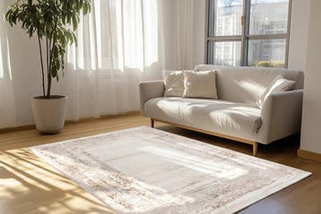 Vintage Vloerkleed | Lyon | Kader | Taupe | 160x230 cm, Verzenden, Nieuw