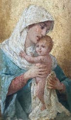 Scuola italiana (XIX-XX) - Madonna con Bambino, Antiek en Kunst