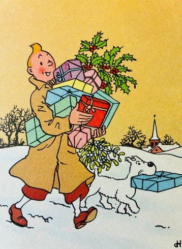 Tintin - 1 tintin-1 wenskaart 1946-gelukkig, Nieuw