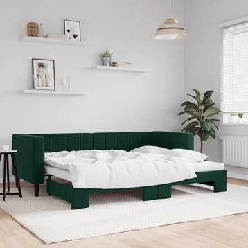 vidaXL Slaapbank met onderschuifbed 80x200 cm fluweel, Huis en Inrichting, Eenpersoons, Verzenden, Nieuw, 80 cm