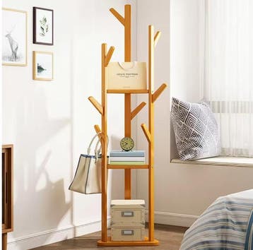 Bamboe Hoekkledingrek met 9 Haken en Planken – Stabiel, Kleding | Dames, Kledingrekken, Verzenden, Nieuw