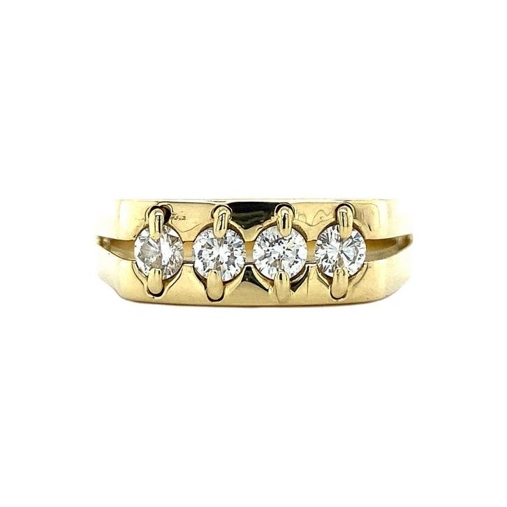 Gouden heren ring met diamant 14 karaat, Sieraden, Tassen en Uiterlijk, Ringen, Goud, Zo goed als nieuw, Verzenden