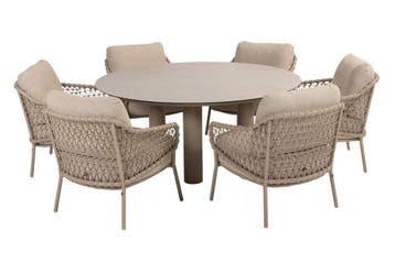 4 Seasons Sardinia/Donato low dining tuinset Ø160 cm., Verzenden, Nieuw, Rvs, Tuinset