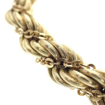 Gouden gedraaide mesh schakelcollier (Ketting), Ophalen of Verzenden, Gebruikt, Goud, Goud