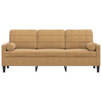 VidaXL 3-zitsbank, bruin fluweel, 198 x 77 x 80 cm, Ophalen, Nieuw