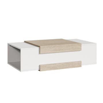 Salontafel Eljak 110x57x31 cm wit en travertin [en.casa], Verzenden, Nieuw
