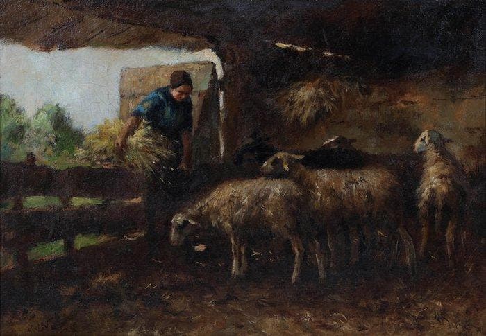 Willem Hendrik van der Nat (1864–1929) - Hooi voor de, Antiek en Kunst, Kunst | Schilderijen | Klassiek