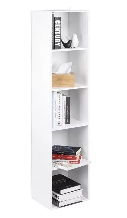 Boekenkast met 4 Vakken – Witte Houten Staande Opbergkast, Huis en Inrichting, Kasten | Boekenkasten, Nieuw, Verzenden