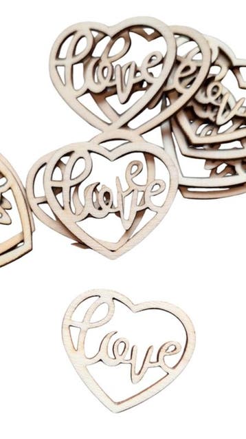 5x Houten LOVE hartje (Overige Decoratie), Ophalen of Verzenden, Nieuw