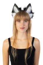 Haarband Furry Oortjes Zwart Grijs Wit Kat Poes Vos Diadeem, Ophalen of Verzenden, Nieuw, Carnaval, Accessoires