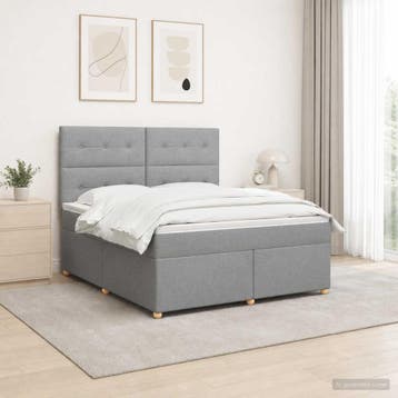 vidaXL Boxspringbed met matras Lichtgrijs 140 x 200 cm Stof, Verzenden, Nieuw, Tweepersoons