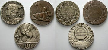 Lot von 3 x brons medaille ohne Jahr Frankreich Dritte Re..., Verzenden